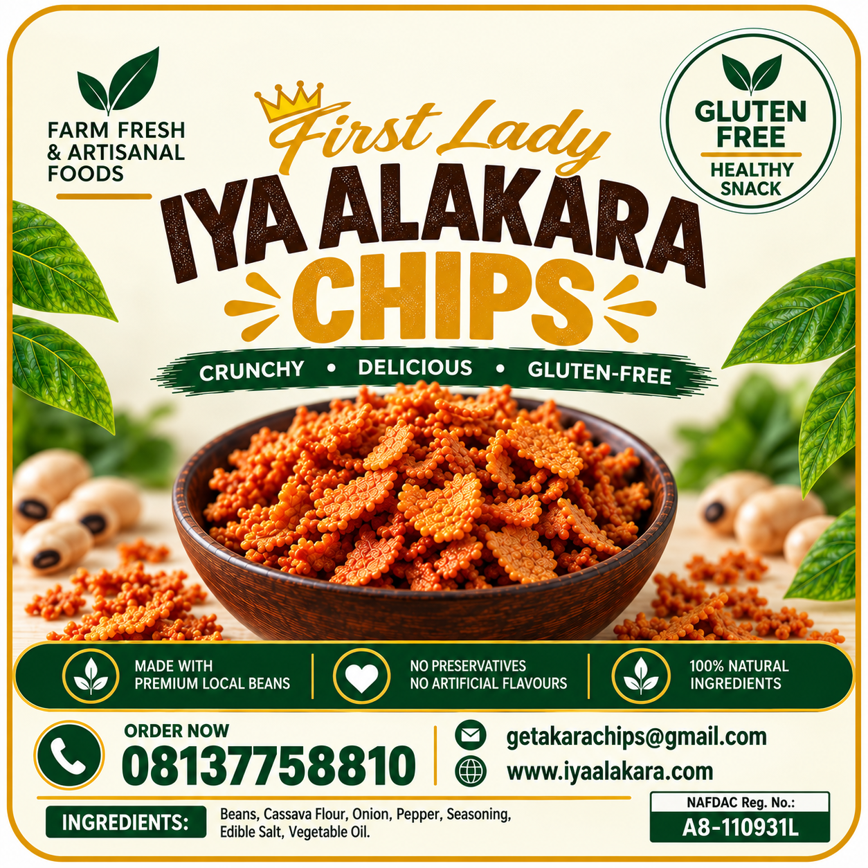 First Lady Iya Alakara Chips product label